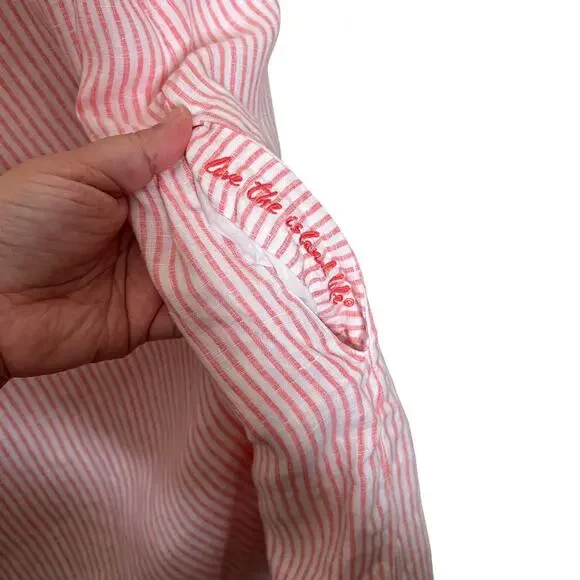 Tommy Bahama Linen Sleeveless fully lined Shift Dress Striped Pink size small - Picture 5 of 9